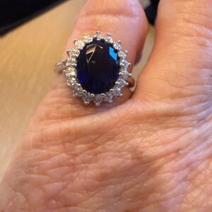 Sapphire Blue and Silver Women's Ring 5.5
